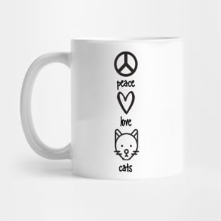 Peace, Love, Cats Mug